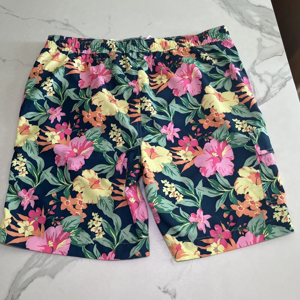 Men's Swim Shorts Swimming Trunks Beach Board Swimwear Lined NWT Chaps Tropical - Picture 11 of 12